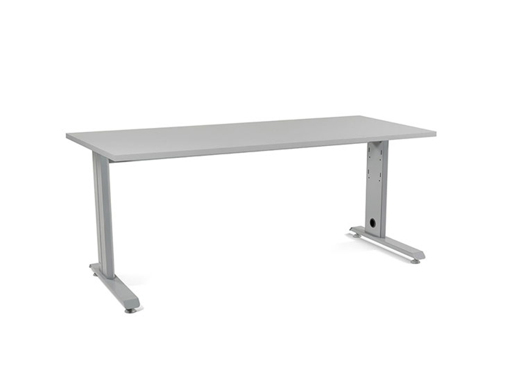 ROCADA - Mesa rectangular Serie Metal Estructura en forma de L 180x80cm Gris (Ref.2003AC02)