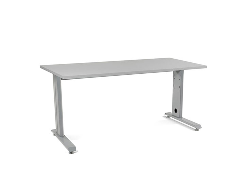 ROCADA - Mesa rectangular Serie Metal Estructura en forma de L 160x80cm Gris (Ref.2002AC02)