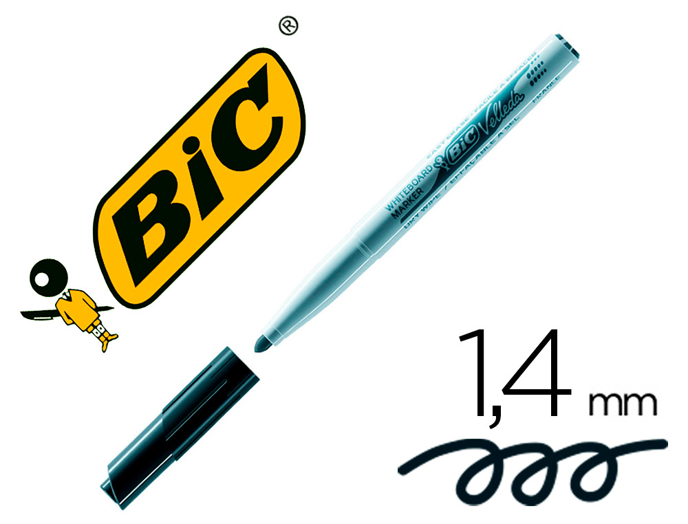BIC - Marcador pizarra Velleda 1741 Trazo 1,5 mm Punta media Negro (Ref.1199174109)