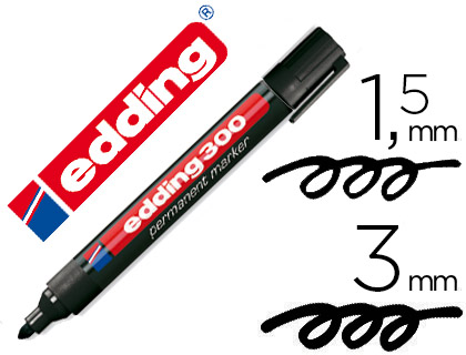 EDDING - 300 MARCADOR PERMANENTE PUNTA CONICA TRAZO 1.5-3 MM NEGRO (Ref.300-01)