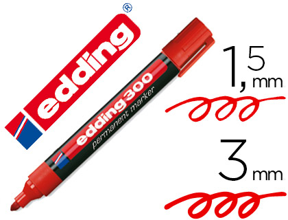 EDDING - 300 MARCADOR PERMANENTE PUNTA CONICA TRAZO 1.5-3 MM ROJO. (Ref.300-02)