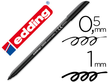 EDDING - Rotulador Punta de Fibra Mod. 1200 Negro Trazo 0.5-1mm (Ref.1200-01)