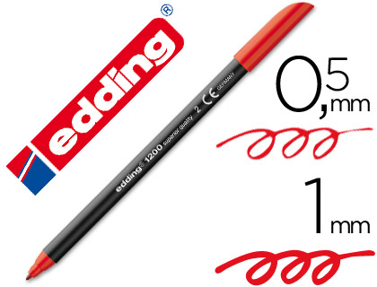 EDDING - Rotulador Punta de Fibra Mod. 1200 Rojo Trazo 0.5-1mm (Ref.1200-02)