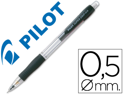 PILOT - Portaminas H-185 SUPER GRIP Retractil recargable Trazo 0.5 mm Negro (Ref.H-185-SL-B / N185N)