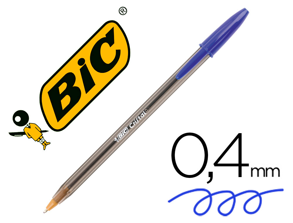 BIC - Boligrafo Cristal Azul Trazo 0.4 mm (Ref.8373609)