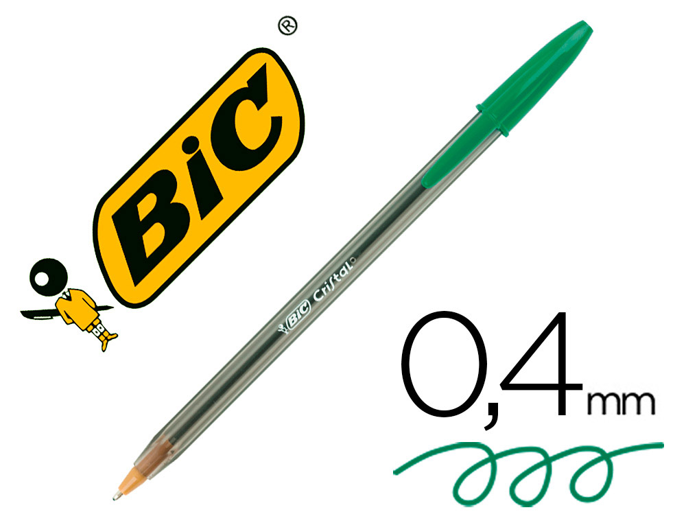 BIC - Boligrafo Cristal Verde Trazo 0.4 mm (Ref.8373629)