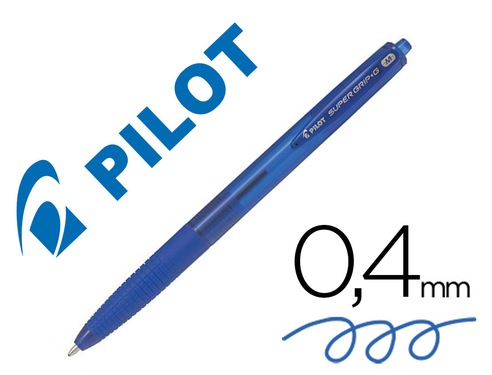 PILOT - Bolígrafo retráctil SUPER GRIP G Azul - Diámetro de bola 1mm (Ref.BPGG-8R-M-L / NSGGA)