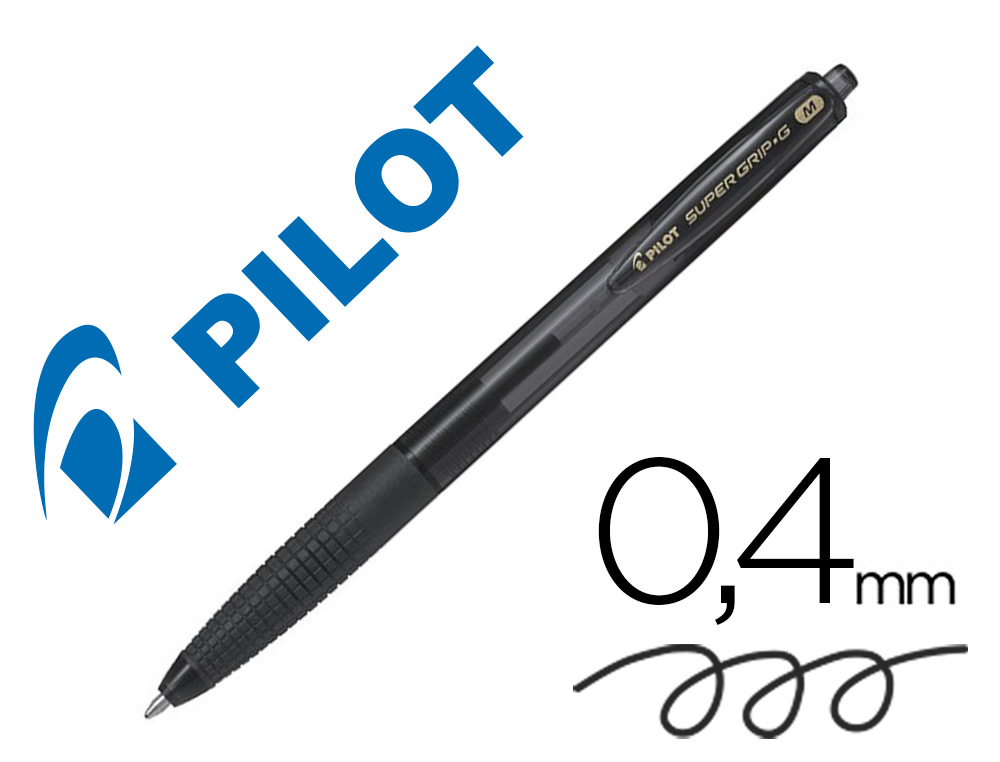 PILOT - Bolígrafo retráctil SUPER GRIP G Negro - Diámetro bola 1mm (Ref.BPGG-8R-M-B / NSGGN)