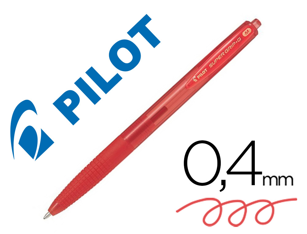 PILOT - Bolígrafo retráctil SUPER GRIP G Rojo - Diámetro de bola 1mm (Ref.BPGG-8R-M-R / NSGGR)