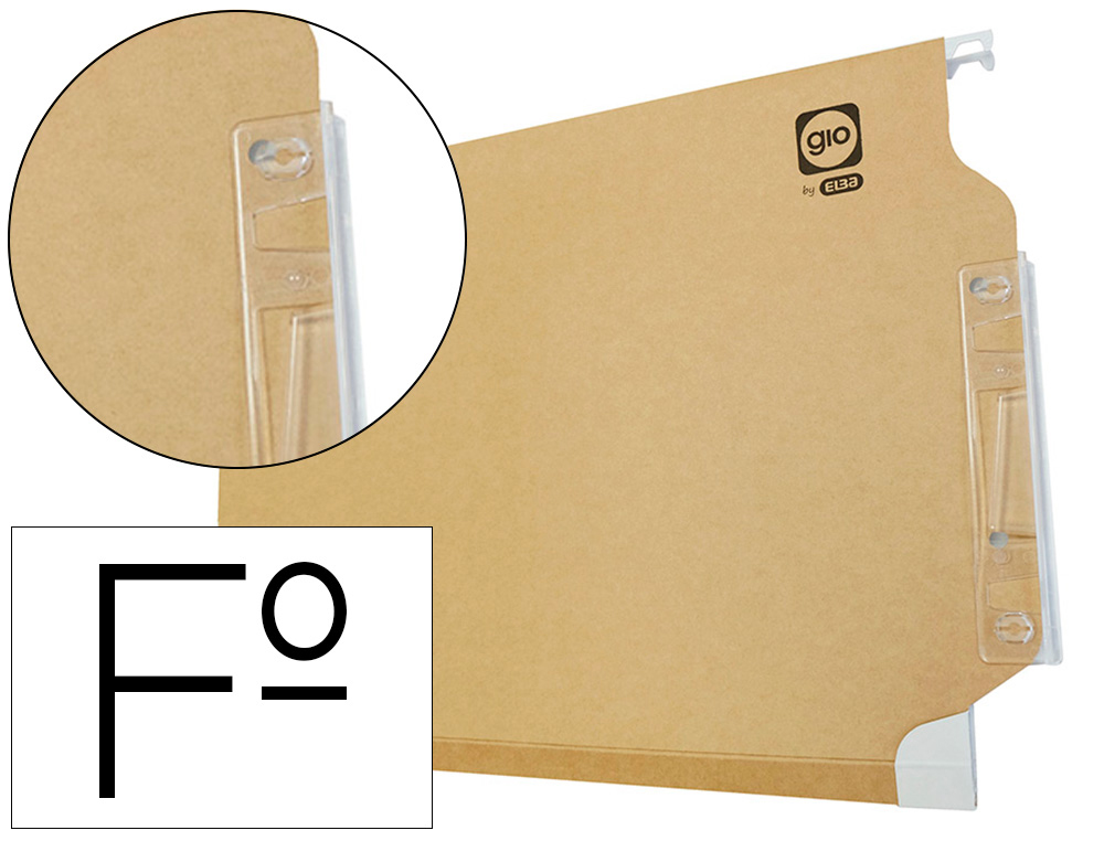GIO - Carpeta colgante FOLIO 274x335mm Lomo V - Visor LATERAL 140mm - 240gr - Varilla acero (Ref.400021940)