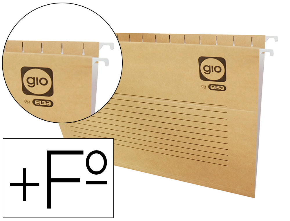 GIO - Carpeta colgante Cristal Kraft Bicolor Folio Prolongado 240x315 mm Lomo V (Ref.400021952)