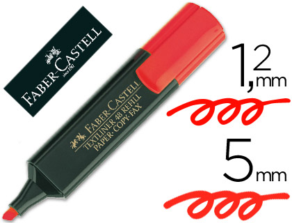FABER CASTELL - Marcador Fluorescente TEXTLINER 48 Rojo Punta Biselada (Ref.154821)