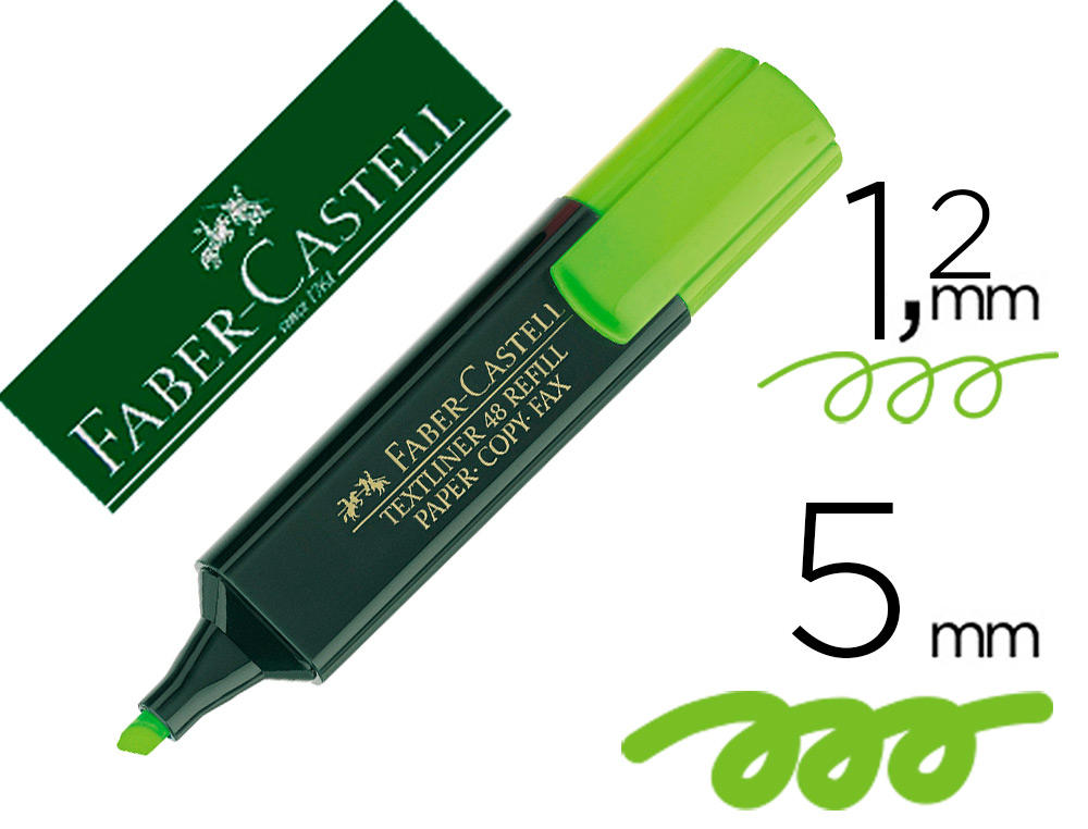 FABER CASTELL - Marcador fluorescente TEXTLINER 48 Verde Punta Biselada (Ref.154863)