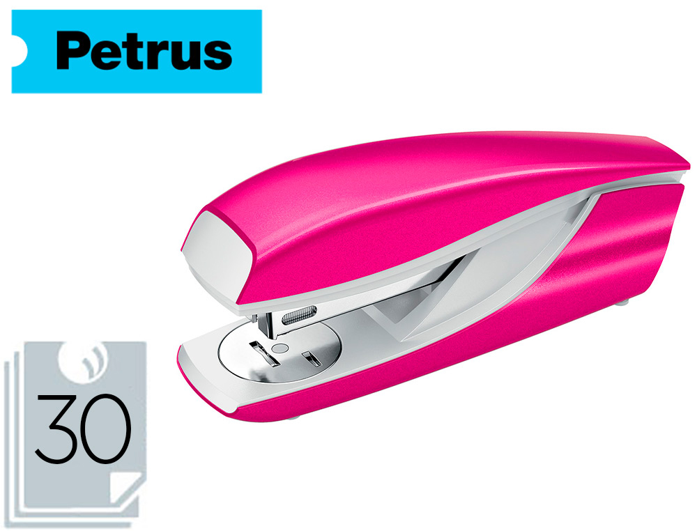 PETRUS - Grapadora Sobremesa 635 Wow 30 Hojas Rosa Carga superior (Ref.623592)