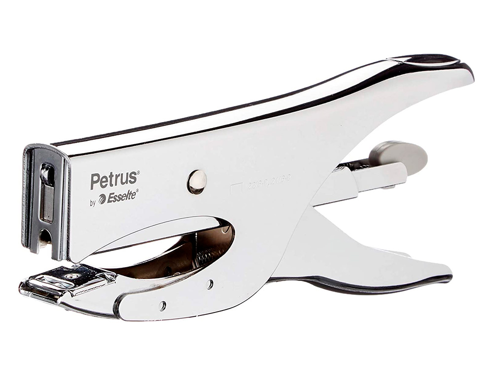 PETRUS - Grapadora de Tenazas 222 40 Hojas Cromada 100 Grapas (Ref.44733)