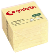 GRAFOPLÁS - BLOC 100 NOTAS ADHESIVAS 75X75MM AMARILLAS GRAFOPLAS (Ref.65205460)