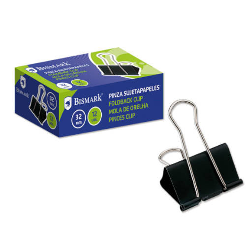 BISMARK - Caja 12 PINZAS PALA ABATIBLE 32mm (Ref.321722)