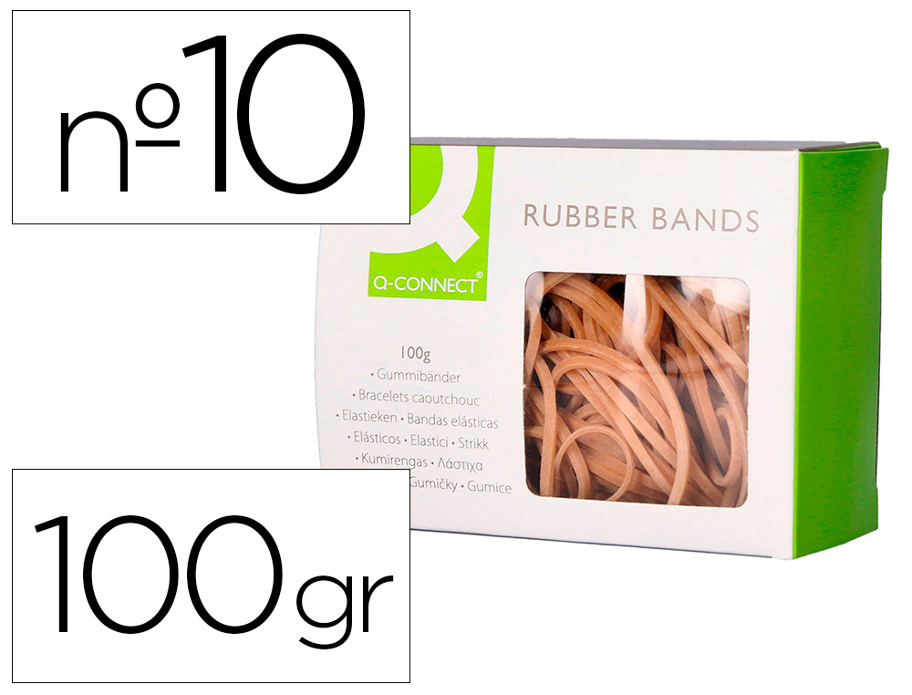 Q-CONNECT - GOMILLAS ELASTICAS 100 GR NUMERO 10 100 X 2 MM (Ref.KF15046)