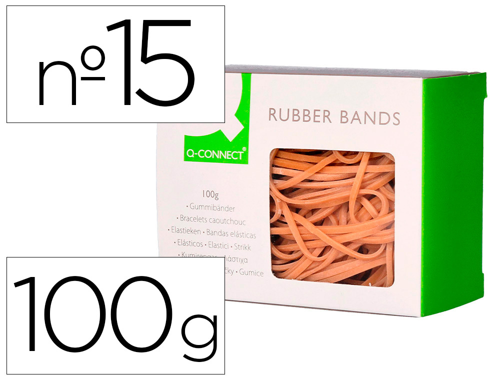 Q-CONNECT - GOMILLAS ELASTICAS 100 GR NUMERO 15 150 X 2 MM (Ref.KF14697)