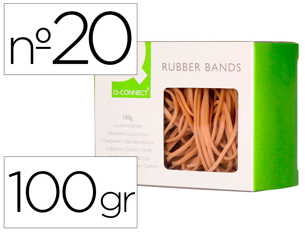 Q-CONNECT - GOMILLAS ELASTICAS 100 GR NUMERO 20 200 X 2 MM (Ref.KF15048)