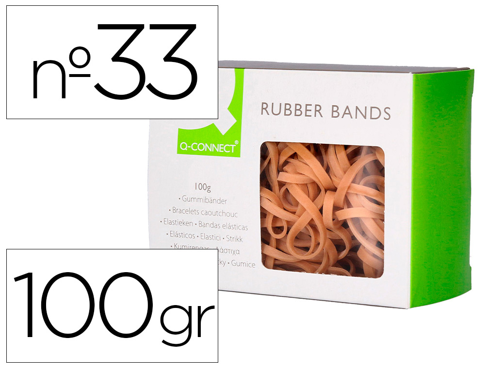 Q-CONNECT - GOMILLAS ELASTICAS 100 GR NUMERO 33 90 X 3 MM (Ref.KF10591)