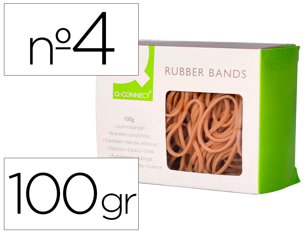 Q-CONNECT - GOMILLAS ELASTICAS 100 GR NUMERO 4 40 X 2 MM (Ref.KF14692)