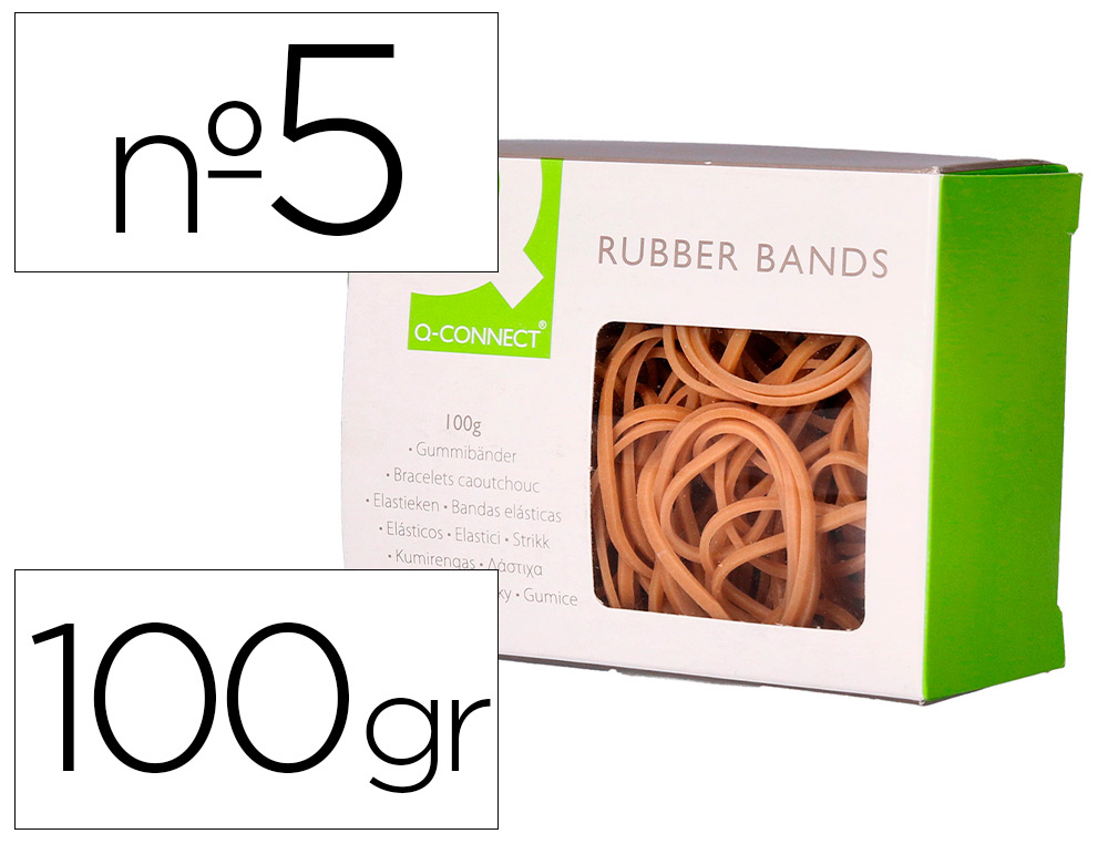 Q-CONNECT - GOMILLAS ELASTICAS 100 GR NUMERO 5 50 X 2 MM (Ref.KF14693)