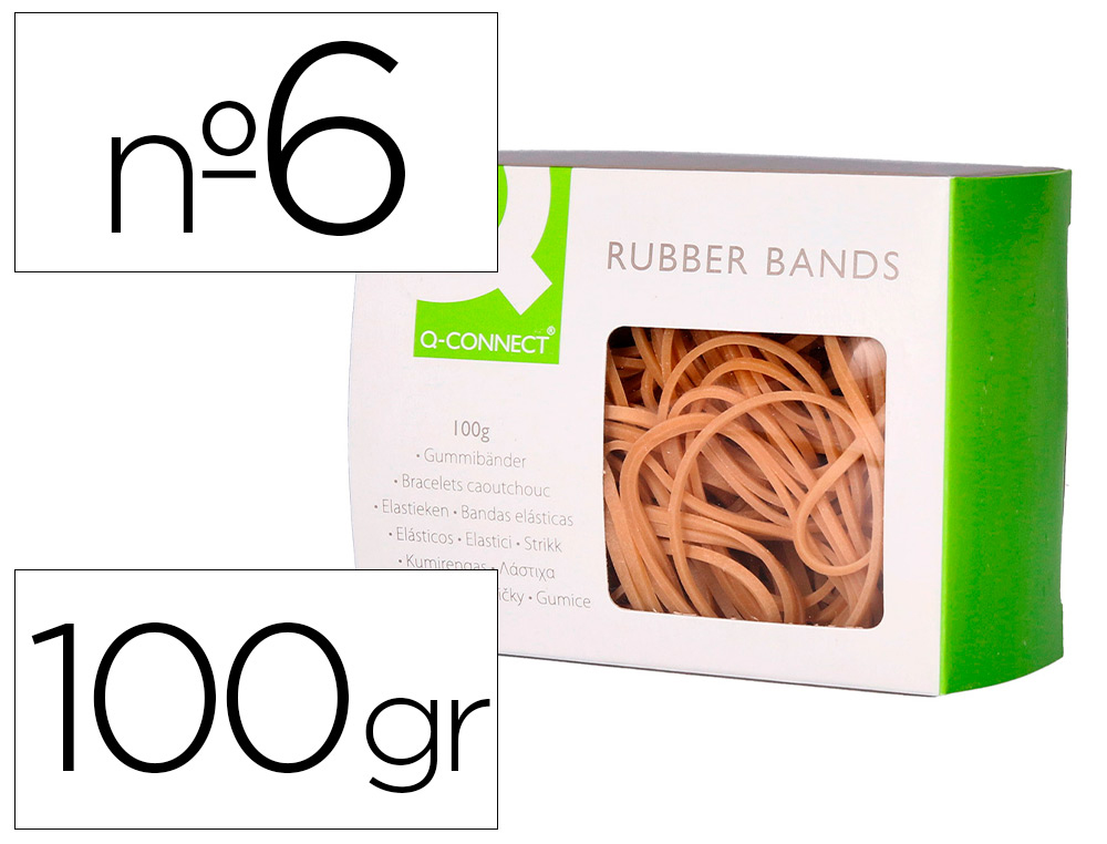 Q-CONNECT - GOMILLAS ELASTICAS 100 GR NUMERO 6 60 X 2 MM (Ref.KF14694)