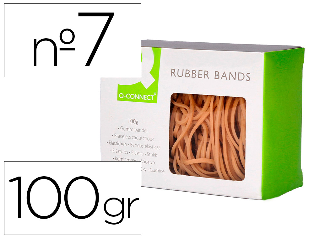 Q-CONNECT - GOMILLAS ELASTICAS 100 GR NUMERO 7 70 X 2 MM (Ref.KF14695)