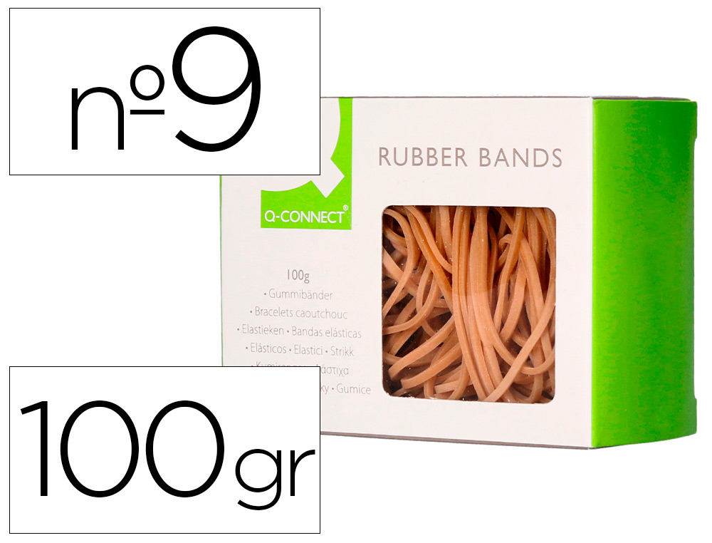 Q-CONNECT - GOMILLAS ELASTICAS 100 GR NUMERO 9 90 X 2 MM (Ref.KF14696)