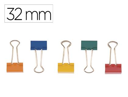 Q-CONNECT - Pinza metalica reversible n.3 32 mm caja de 10 unidades colores surtidos (Ref. KF03653)