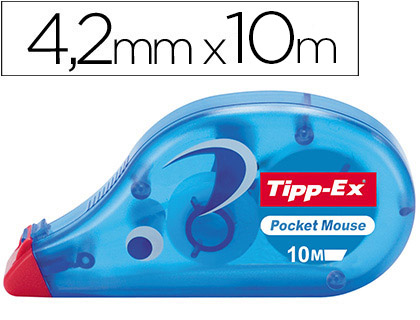 TIPP-EX - Cinta correctora Pocket Mouse 4,2mm x 10m Frontal Con tapa protectora (Ref.8207901)