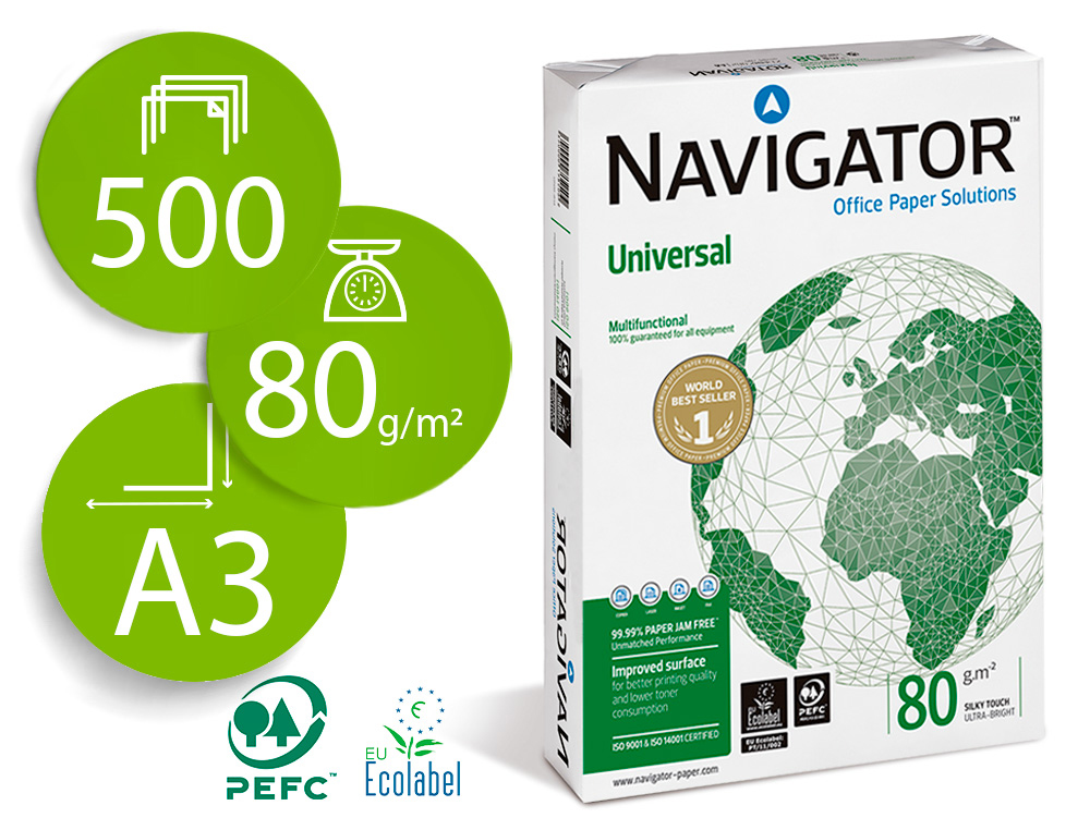 NAVIGATOR - Universal. Papel multifuncion 500h 80 g. A3 (Ref.40003925 )