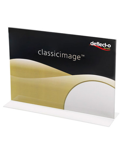 DEFLECTO - Expositor sobremesa A5 horizontal En T a 2 caras (Ref.47905)