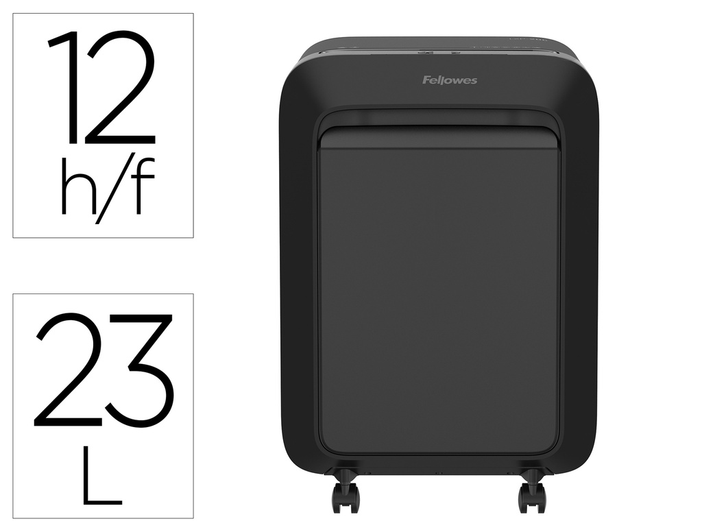 FELLOWES - Destructora de documentos lx211 capacidad de 15 hojas seguridad p5 negra papelera 23 l grapas (Ref. 5050201)