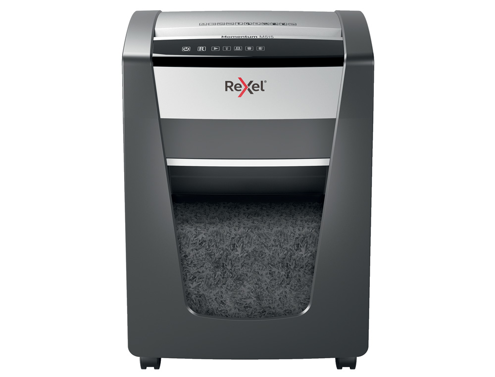 REXEL - DESTRUCTORA DE DOCUMENTOS MOMENTUM M515 CAPACIDAD DE CORTE 15 HOJAS DESTRUYE GRAPAS Y CLIPS PAPELERA 30 L (Ref.2104577EU)