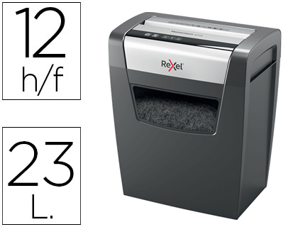 REXEL - DESTRUCTORA DE DOCUMENTOS MOMENTUM X312 CAPACIDAD DE CORTE 12 HOJAS DESTRUYE GRAPAS Y CLIPS PAPELERA 23 L (Ref.2104572EU)