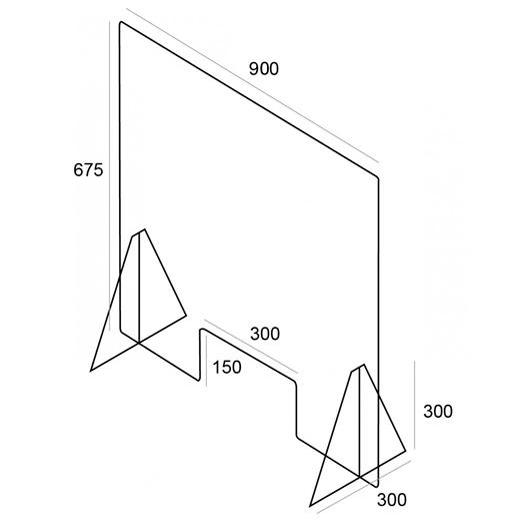 ARCHIVO 2000 - Pantalla de proteccion de mesa para mostrador metacrilato ventana 300 x 150 mm medidas 900 x 675 mm (Ref. 32021M TP)