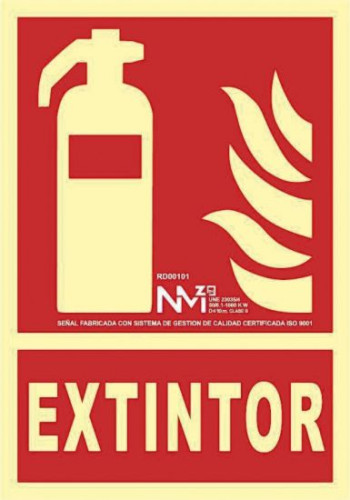 ARCHIVO 2000 - Pictograma extintor pvc rojo luminiscente 210x300 mm (Ref. 6171-01H RJ)