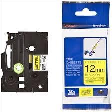 BROTHER - CINTA ROTULADORA LAMINADA FLEXIBLE AMARILLO SOBRE NEGRO DE 12MMX8M (Ref.TZEFX-631)