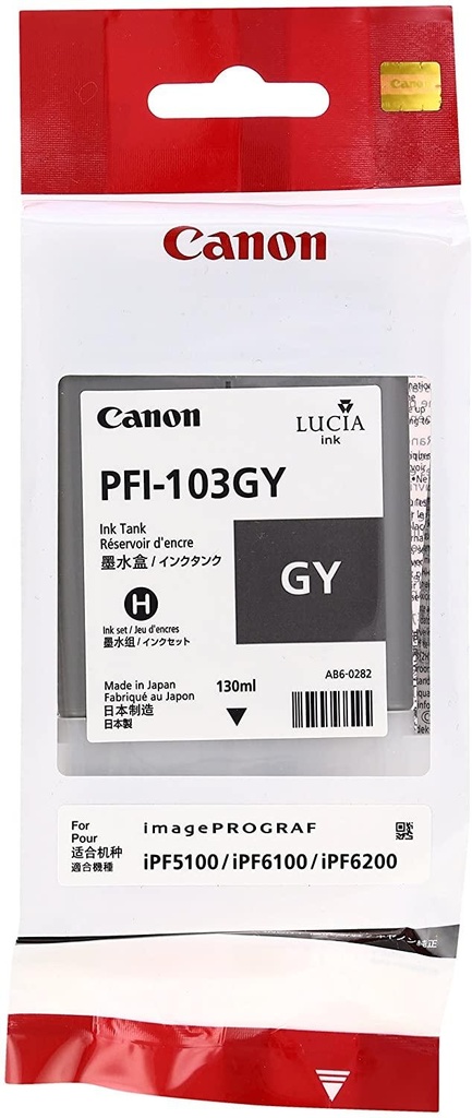 CANON - IPF5100/6100 DEPÓSITO DE TINTA GRIS PIGMENTADA (130 ML) PFI 103 GY (Ref.2213B001AA)