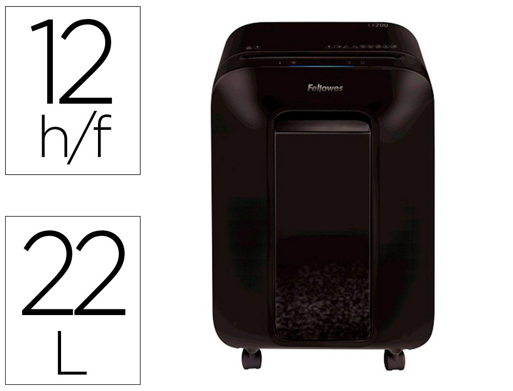 FELLOWES - Destructora de documentos lx-200 capacidad de corte 12 h seguridad p4 destruye grapas clips y (Ref. 5502201)