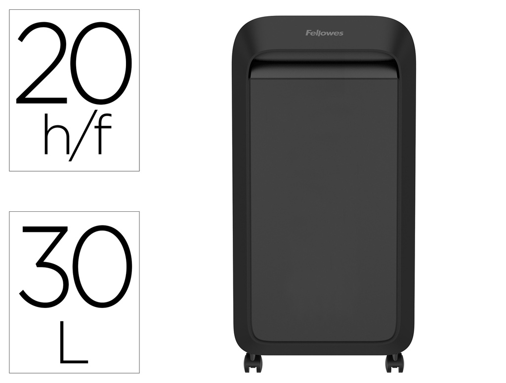 FELLOWES - Destructora de documentos lx221 capacidad de corte 20h seguridad p5 clips grapas y tarjetas 30l negra (Ref. 5050401)
