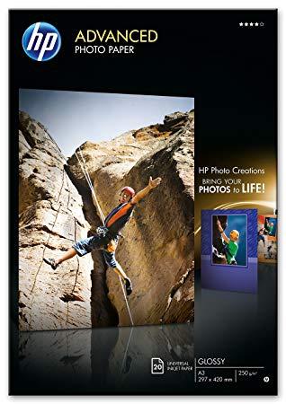 HP - PAPEL FOTOGRÁFICO CON BRILLO ADVANCED 250GR/M2 TAMAÑO A3, 297X420MM, 20 HOJAS (Ref.Q8697A)