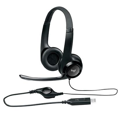 LOGITECH - AURICULARES NEGRO H390 CON DIADEMA ACOLCHADA Y AJUSTABLE, MICRÓFONO, 20HZ, CONTROL VOLUMEN Y MUTE, USB (Ref.981-000406)