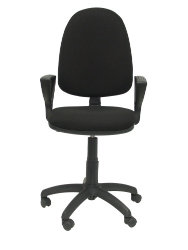 PIQUERAS Y CRESPO - SILLA AYNA BRAZOS FIJOS MECANISMO CONTACTO PERMANENTE CON REGULACION DE PROFUNDIDAD ASIENTO Y RESPALDO TAPIZADO BALI NEGRO (Ref.04CPBALI840BGOLF)