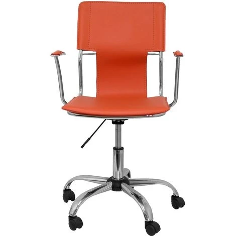 PIQUERAS Y CRESPO - SILLA BOGARRA BRAZOS FIJOS MECANISMO BASICO GIRATORIA 360º ASIENTO Y RESPALDO TAPIZADOS SIMILPIEL NARANJA (Ref.214NA)