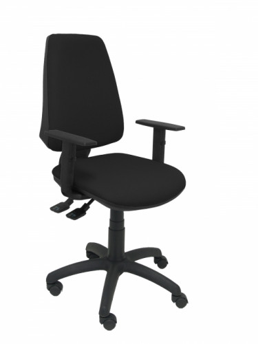 PIQUERAS Y CRESPO - SILLA ELCHE S BRAZOS REGULABLES MECANISMO SINCRO de DOBLE MANETA GRAN CONFORTABILIDAD REGULABLE EN ALTURA RUEDAS de NYLON ASIENTO Y RESPALDO TAPIZADO BALI NEGRO (Ref.14SBALI840B10)