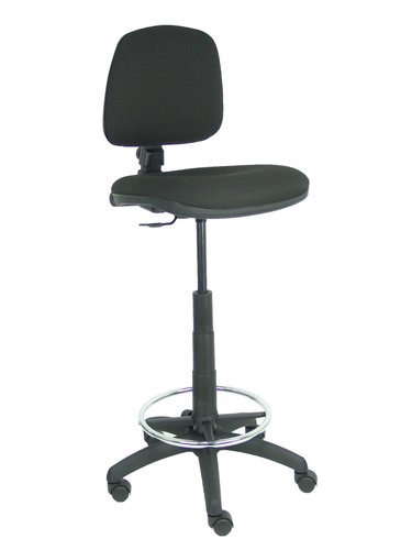 PIQUERAS Y CRESPO - TABURETE ISSO ERGOMICO MECANISMO DE CONTACTO PERMANENTE REGULABLE EN ALTURA Y ARO REPOSAPIES ASIENTO Y RESPALDO TAPIZADOS ARAN NEGRO (Ref.T12CLARAN840)