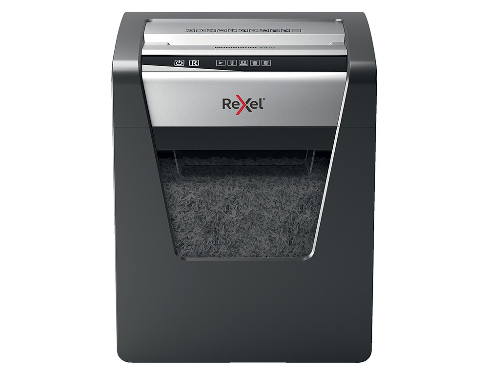 REXEL - DESTRUCTORA DE DOCUMENTOS MOMENTUM X410 CAPACIDAD DE CORTE 10 HOJAS DESTRUYE GRAPAS Y CLIPS PAPELERA 23 L (Ref.2104571EU)